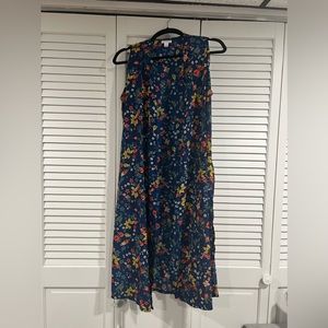 LuLaRoe Small Navy Floral Sleeveless Joy Open Front Vest